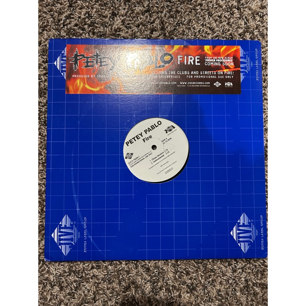 Petey Pablo Fire 12" Vinyl Single Promo Lil Jon Jive Records 82876-79290-1 2004